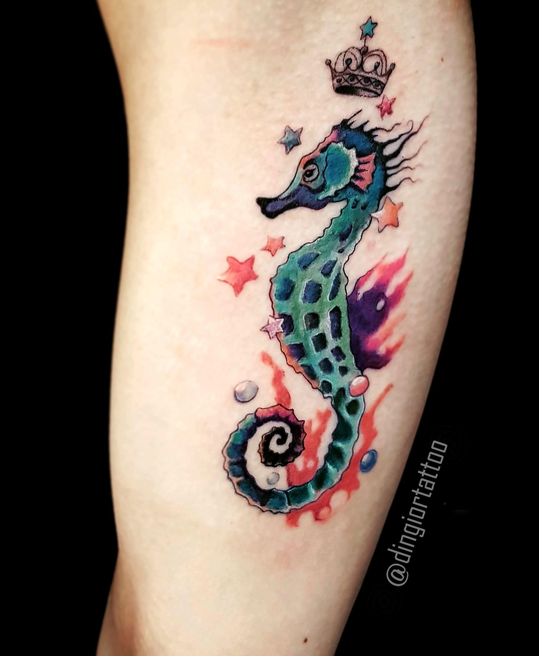 Color Sea Horse Tattoo