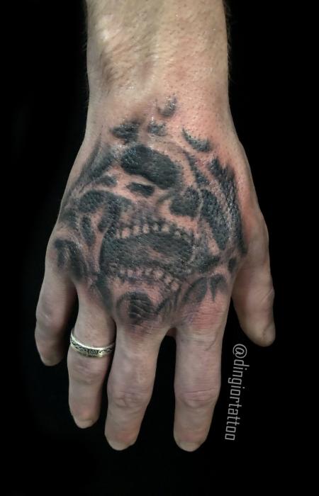 Skull Palm Tattoo Blackwork