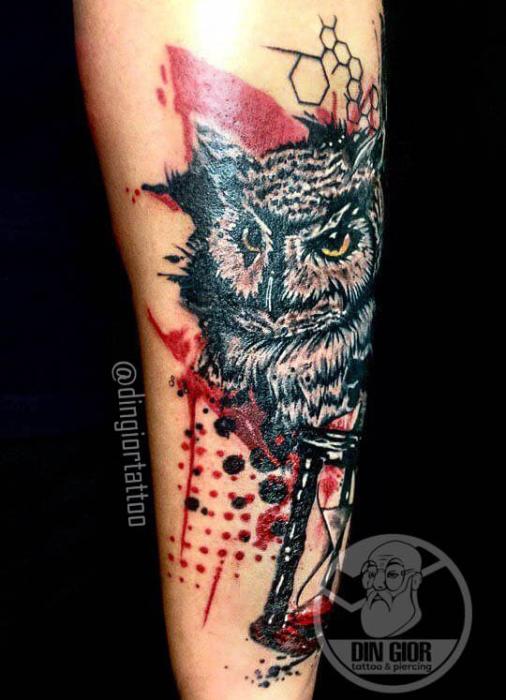 owl color tattoo