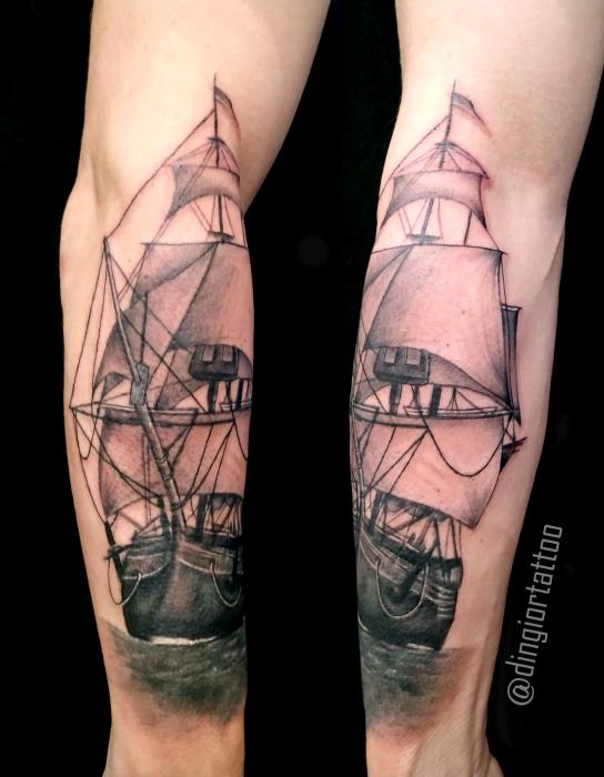 Realism or Realistic Tattoos Ship Tattoo