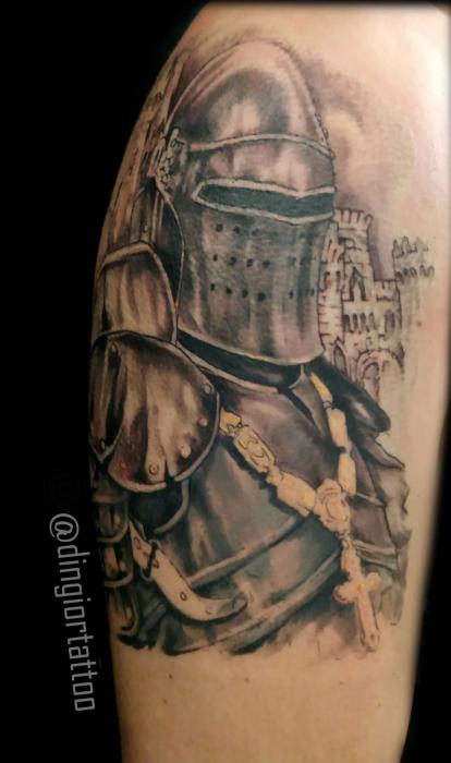 Hand Knight Tattoo Blackwork
