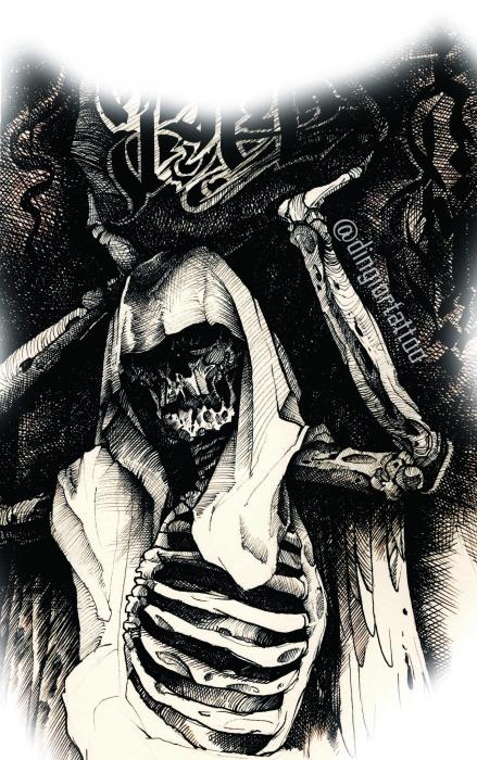 Sketch Tattoo Death Skeletons Skulls (Line-work)